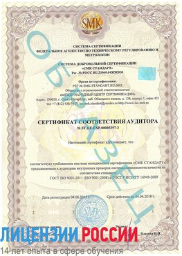 Образец сертификата соответствия аудитора №ST.RU.EXP.00005397-3 Далматово Сертификат ISO/TS 16949