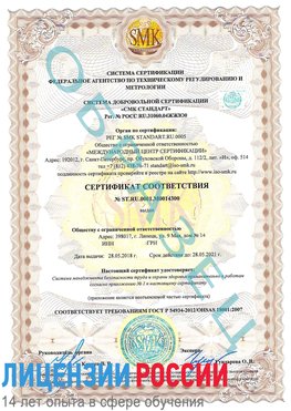 Образец сертификата соответствия Далматово Сертификат OHSAS 18001